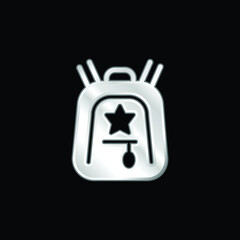Backpack silver plated metallic icon