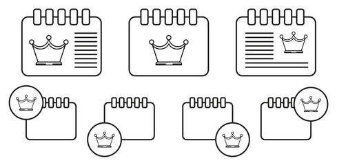 Crown vector icon in calender set illustration for ui and ux, website or mobile application