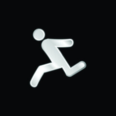 Athlete Running silver plated metallic icon