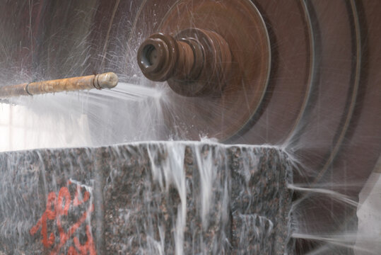 Big Industrial Machine Cutting Stone In A Factory