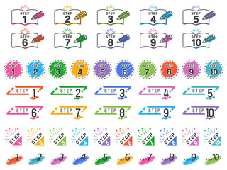 ステップ 見出し アイコン セット／カラフル