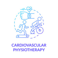 Cardiovascular physiotherapy graident blue concept icon. Physical exercise for rehabilitation. Fitness and training abstract idea thin line illustration. Vector isolated outline color drawing