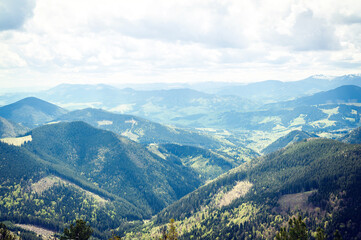 Landscape mountain with blue sky. Beautiful background wallpaper mountains. View from the top of mountain.