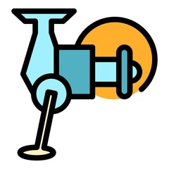 Fly reel icon. Outline fly reel vector icon color flat isolated