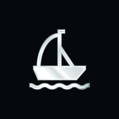 Boat silver plated metallic icon