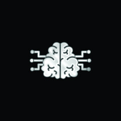 Brain silver plated metallic icon