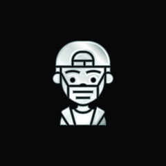 Boy silver plated metallic icon