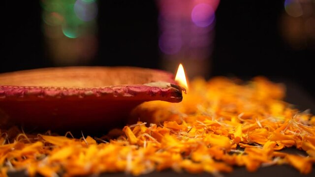 Traditional oil lamps for indian festival diwali.