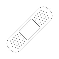 The icon outlines the patch. A thin strip of fabric on which an adhesive mass is applied. The patch is a dosage form in the form of a plastic mass. Vector illustration isolated on a white background.
