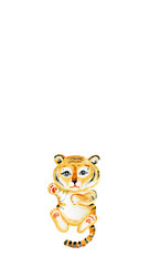 Tiger watercolor by hand on a white background for stories in social networks