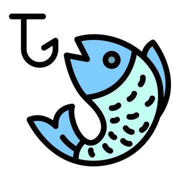Fish lure icon. Outline fish lure vector icon color flat isolated