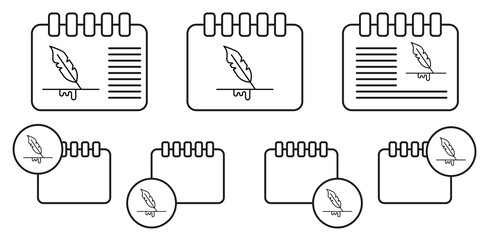 Writing, quill vector icon in calender set illustration for ui and ux, website or mobile application