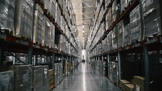 Retail warehouse full of shelves with goods