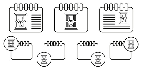 Hourglass, time vector icon in calender set illustration for ui and ux, website or mobile application