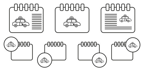 Police car vector icon in calender set illustration for ui and ux, website or mobile application