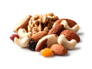 Mixed nuts on white backgrounds