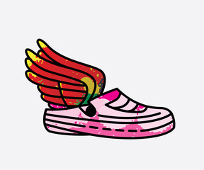 Multicolored winged shoes creative vector illustration