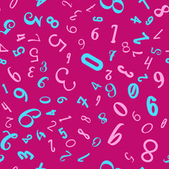 Colorful numbers education, school concept. Seamless vector EPS 10 pattern. Flat style