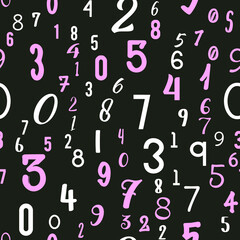 Colorful numbers education, school concept. Seamless vector EPS 10 pattern. Flat style