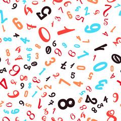 Colorful numbers education, school concept. Seamless vector EPS 10 pattern. Flat style