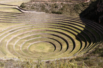 Eksperymentalne tarasy rolnicze Inkó w MOray, Peru. - obrazy, fototapety, plakaty