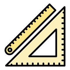 Math ruler icon. Outline math ruler vector icon color flat isolated