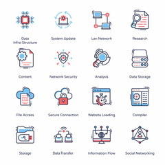 Big Data Minimal Icons - Stroked, Vectors