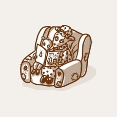 A family of mice reading bedtime stories
