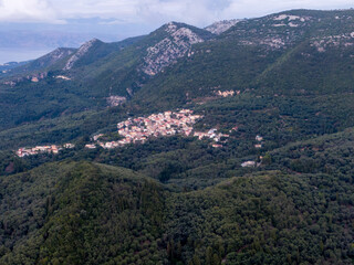 Fototapeta na wymiar Aerial view of Episkepsi village in corfru, Greece