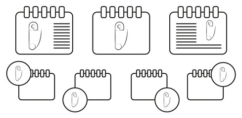 Diaper pin concept line vector icon in calender set illustration for ui and ux, website or mobile application