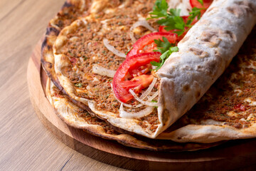 Turkish foods; Turkish pizza -Lahmacun