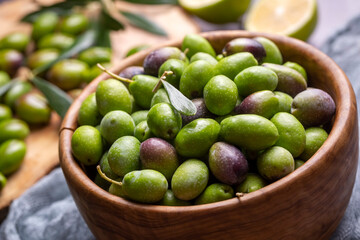 Fresh organic green raw olive