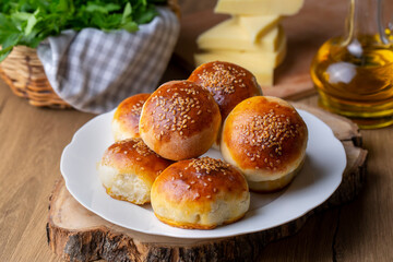 Traditional delicious handmade Turkish pastry cheese pastry (Turkish name; pogaca)