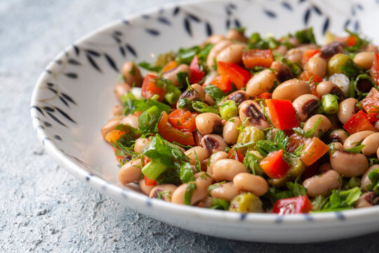 Traditional Delicious Turkish Food; Dried Black Eyed Peas Salad (Turkish Name; Kuru Borulce Salatasi)