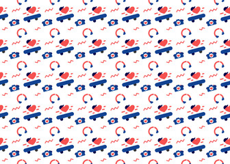 funny heart symbol seamless pattern vectors isolated on white background ep48