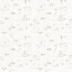 Obraz premium Arrow seamless pattern, neutral tileable background with hand drawn symbols
