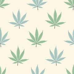 Seamless marijuana background with geometric leaves pattern