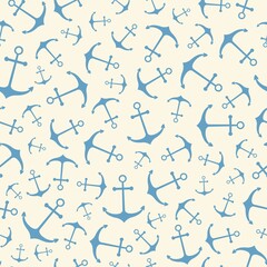 Nautical seamless pattern with geometric ship anchors