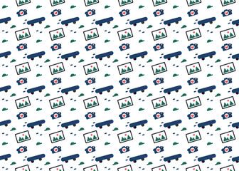 photo trip symbol seamless pattern vectors isolated on white background ep49