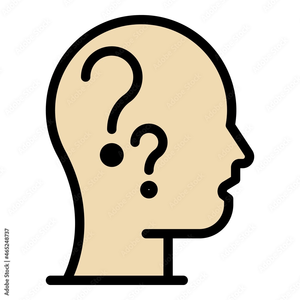 Poster head question task icon. outline head question task vector icon color flat isolated