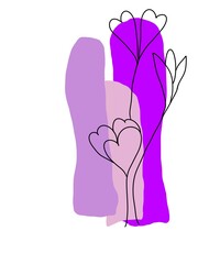 Flowers drawing line art minimal style on white background illustration