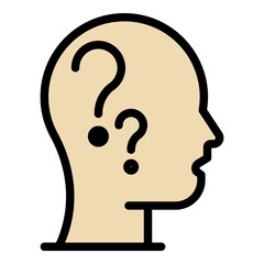 Head question task icon. Outline head question task vector icon color flat isolated