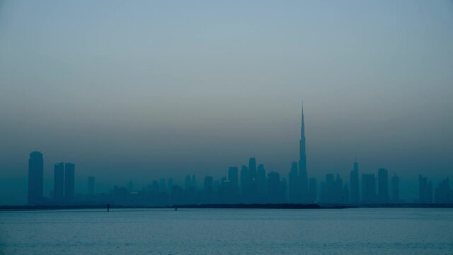 Dubai city skyline sunset time lapse