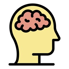 Human brain recruiter icon. Outline human brain recruiter vector icon color flat isolated