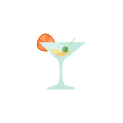 Cocktail isolated illustration. Cocktail flat icon on white background. Cocktail clipart.