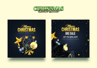 luxury merry Christmas banner template