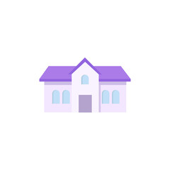 house isolated illustration. house with pink roof flat icon on white background. house clipart.