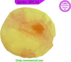 Abstract red watercolor hand paint texture. Yellow watercolor blotch. Watercolor round background. Blank watercolor round shape. Abstract aquarelle template.