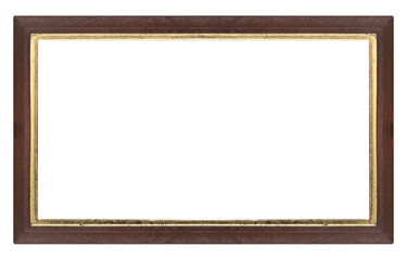 Wooden frame for paintings, mirrors or photo isolated on white background. Design element with clipping path