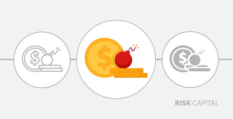 Risk Capital asd flat illustration, money loss solid, line icon